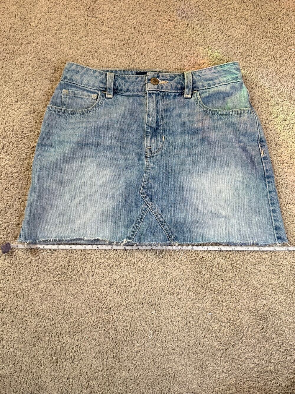 Hollister High Rise Denim Mini Skirt Light Wash Y2K 100% Cotton Size 3 W26